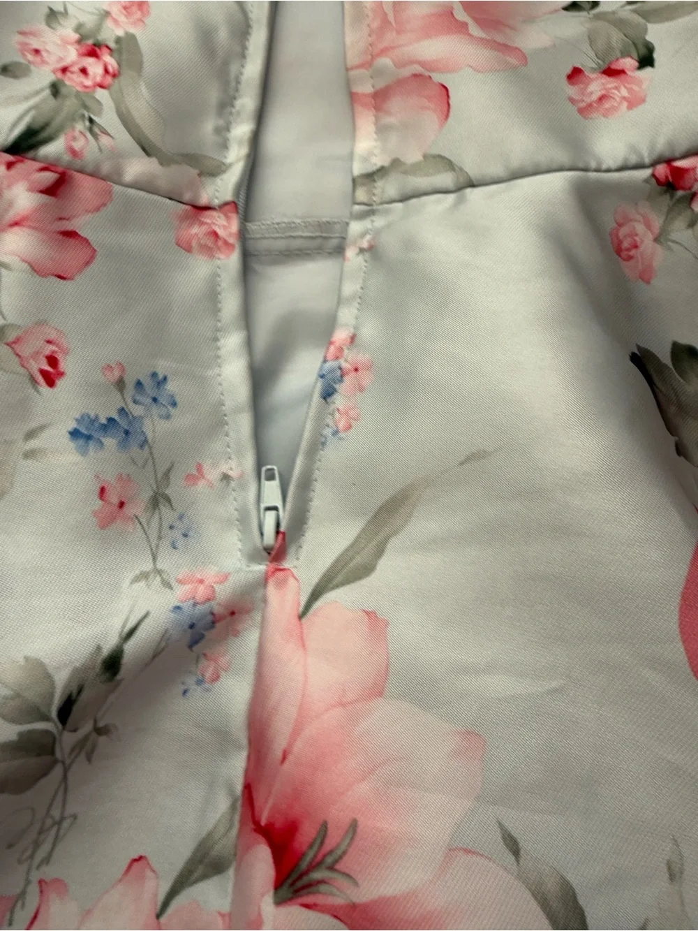 Rare Editions Light Blue Floral Halter Dress with Pink Accents